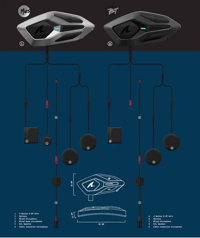 Sistema de intercomunicación casco Shark Sena motocicleta Bluetooth la mayoría de los modelos 22.06 Foto 4 de 4