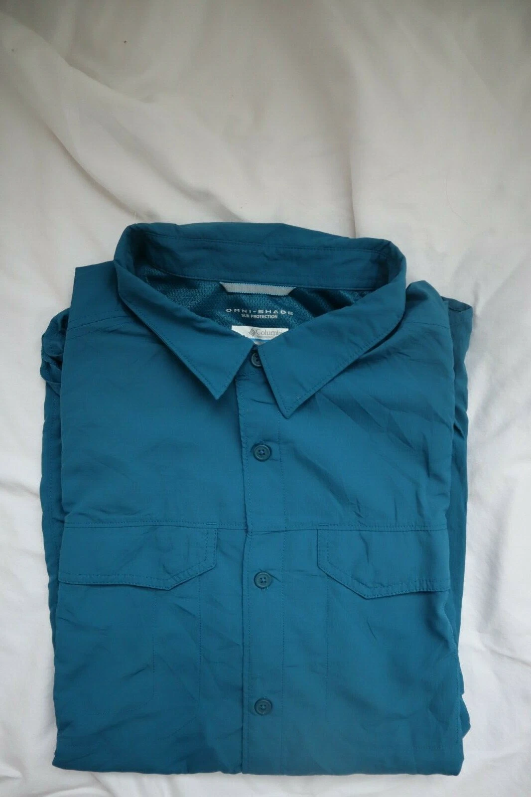 Dark Teal COLUMBIA Omni Shade Button Front LS Vented Outdoor Shirt LargeL