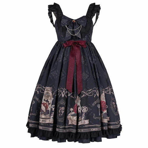Costume cosplay vestito lolita gotico donna ragazza kawaii volant slip vintage nero - Foto 2 di 11