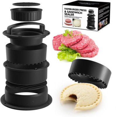 4 in 1 Burger Pattie Presse - Burgerpresse Patty Presse, Hamburgerpresse für Hac
