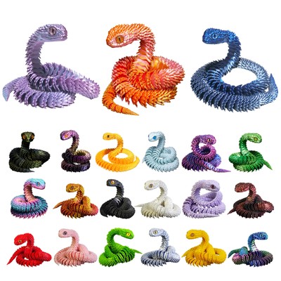 2x 18in 3D gedruckter artikulierter Viper Schlange Zappelspieltiere Desktop Gesc