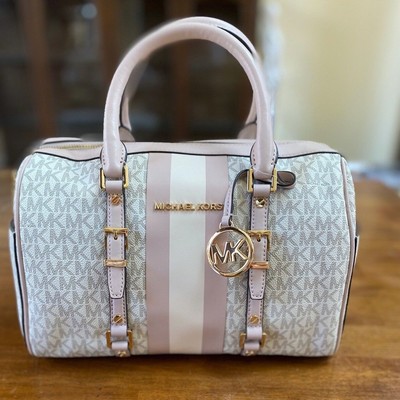 Logo Stripe Duffle Satchel Bag 