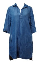 Anthropologie CLOTH & STONE S Chambray Blue Dress Pockets Collared Tunic