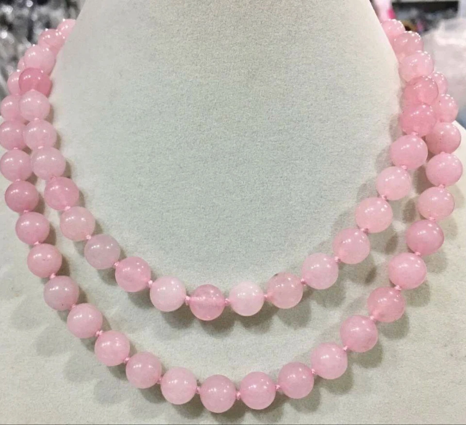 25英寸36英寸50英寸6/8/10/12毫米海蓝宝石/石英/玉石/宝石圆珠项链AAA — 第 3/4 张图片