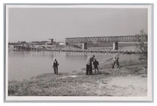 Borgoforte Mantua Italy 1953 - Ponte sul Fiume Po Fischer - old photo 1950s