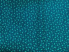 Fabric Traditions Mini Holly Print Dark Green Background 1-3/4 Yds 45 In Wide