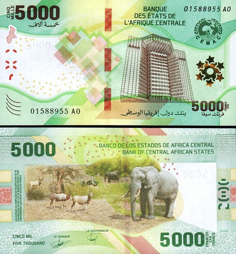 Central African States 5000 Francs 2020 2022, UNC, Hybrid Polymer, P-703 - Afbeelding 1 van 3