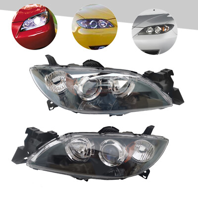 Halogen Headlights Front Lamps For 2004-2007 2008 2009 Mazda 3 Left+Right 1 Pair