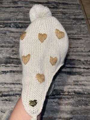 Betsey Johnson Black Pom Pom Knit Hat Gold Heart Logo Betsey Johnson | Accessories | Betsey Johnson Huge Pom Pom  main image 4