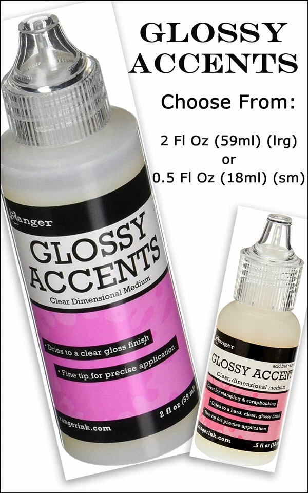 GLOSSY ACCENTS by Ranger Clear Dimensional Medium 3D Craft Glue dome CHOOSE SIZE