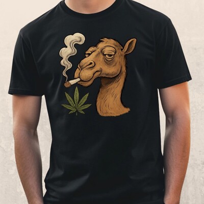 Herren T-Shirt Kamel raucht Gras Motiv Baumwolle Größe XS bis 5XL