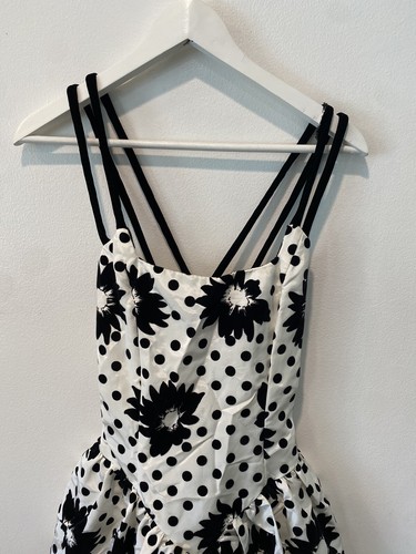 JESSICA MCCLINTOCK GUNNE SAX Polka Dot Strapless VTG 90s y2k Dress PROM size M - Picture 2 of 11