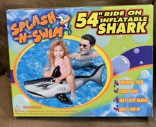 SHARK Splash n Swim 54" Ride on Inflatable Pool Toy Sturdy Vinyl New