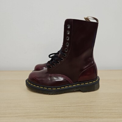 Dr Martens 1490 Red Cherry 10 Holes Faux Leather Ankle Boots