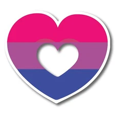 LGBTQA LGBTQ Bisexual Pride Flag Heart Magnet Decal, 4.5x5 Inch, Gay Pride