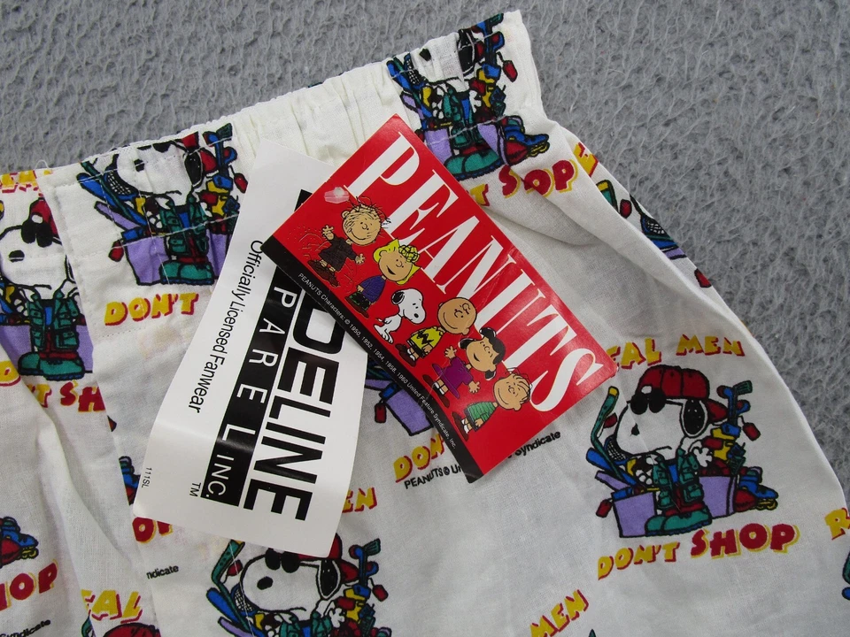 Винтажные мужские боксерские шорты Peanuts Snoopy Real Men Don't Shop размер L 36–38 НОВЫЕ - Изображение 2 из 4