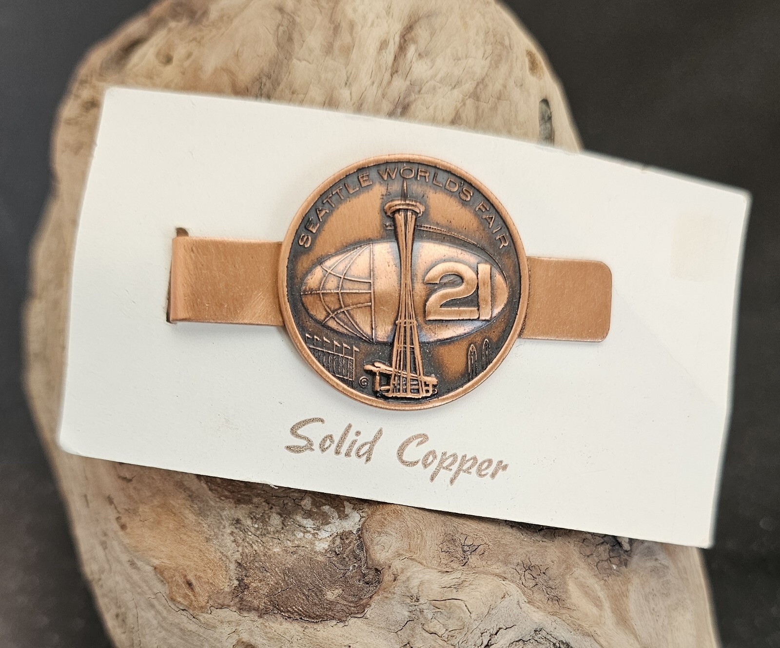 1962 Seattle World’s Fair Space Needle Solid Copper Vintage Tie Clip