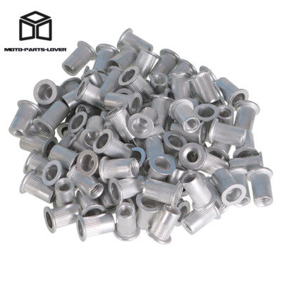 100 Piece M6 Metric Aluminum Rivet Nut Flat Head Threaded Insert Nutsert