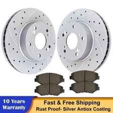 10.31'' Front Drilled Brake Rotors Discs Pads Brakes Fit 06-11 Honda Civic DX EX