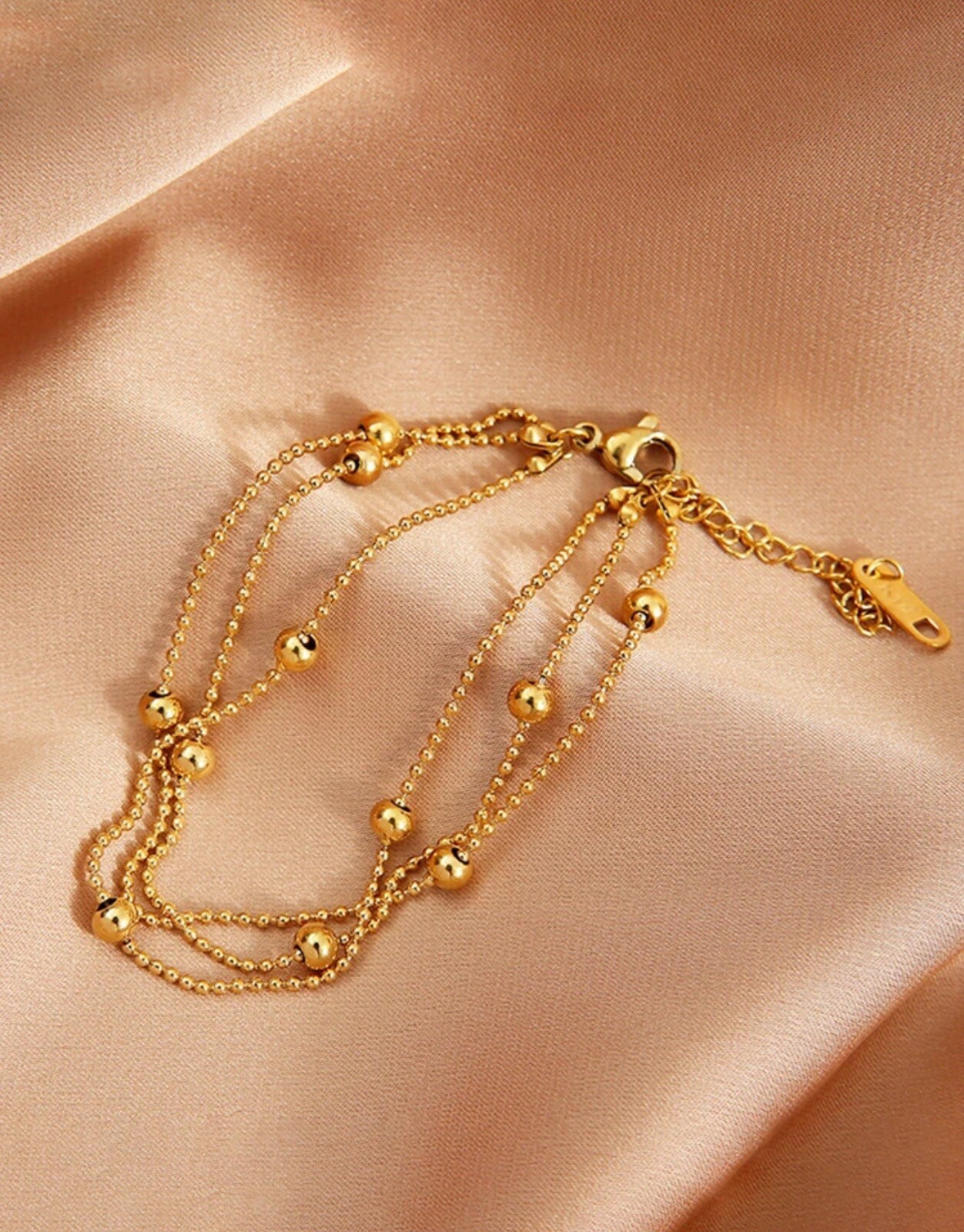 Bracelet triple chaîne acier inoxydable doré à l'or jaune fin de qualité supérieure - 3