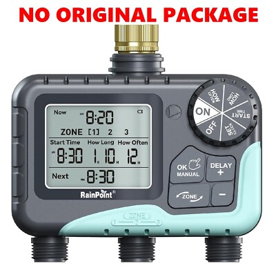 RAINPOINT 3 Zone Sprinkler Timer with Brass Inlet, Water Timer for Garden Hose