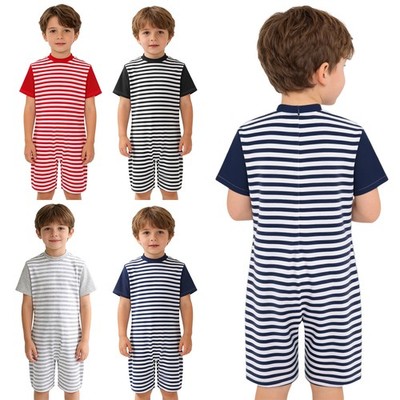 Unisex Kids Romper Overall Bodysuit Unitard Jumpsuit Back Invisible Zipper Boys