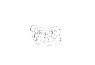 Minimalist Dog Face Pencil Drawing on Paper, Unframed Animal Art