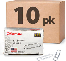 Premium 1 Paper Clips, 1,000 Paper Clips 10 Boxes of 100 Each 99916 , Silve