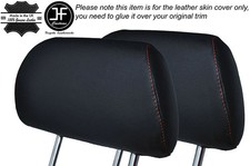 ORANGE STITCH 2X FRONT HEADREST LEATHER COVER FITS VW GOLF MK4 IV JETTA 98-05