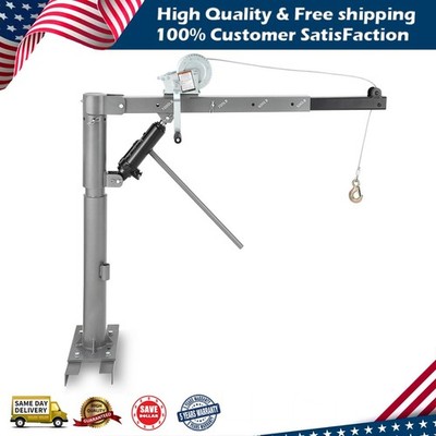 1000 Lbs Pickup Truck Crane Hydraulic Hoist with Manual Winch 360° Swivel 4