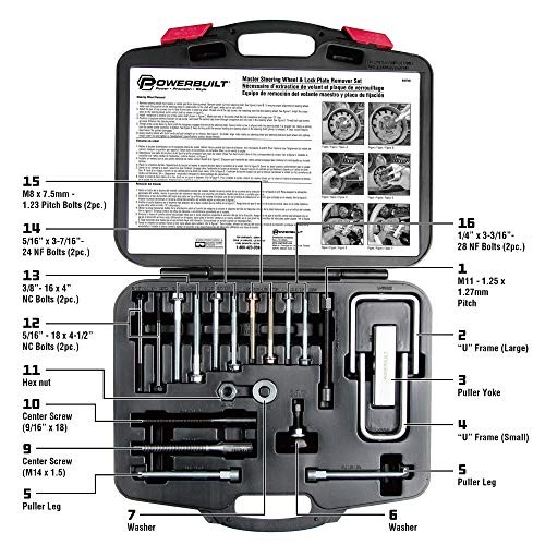 Master Steering Wheel and Lock Plate Puller Kit, Foreign and Domestic 16 Piece - Bild 4 von 11