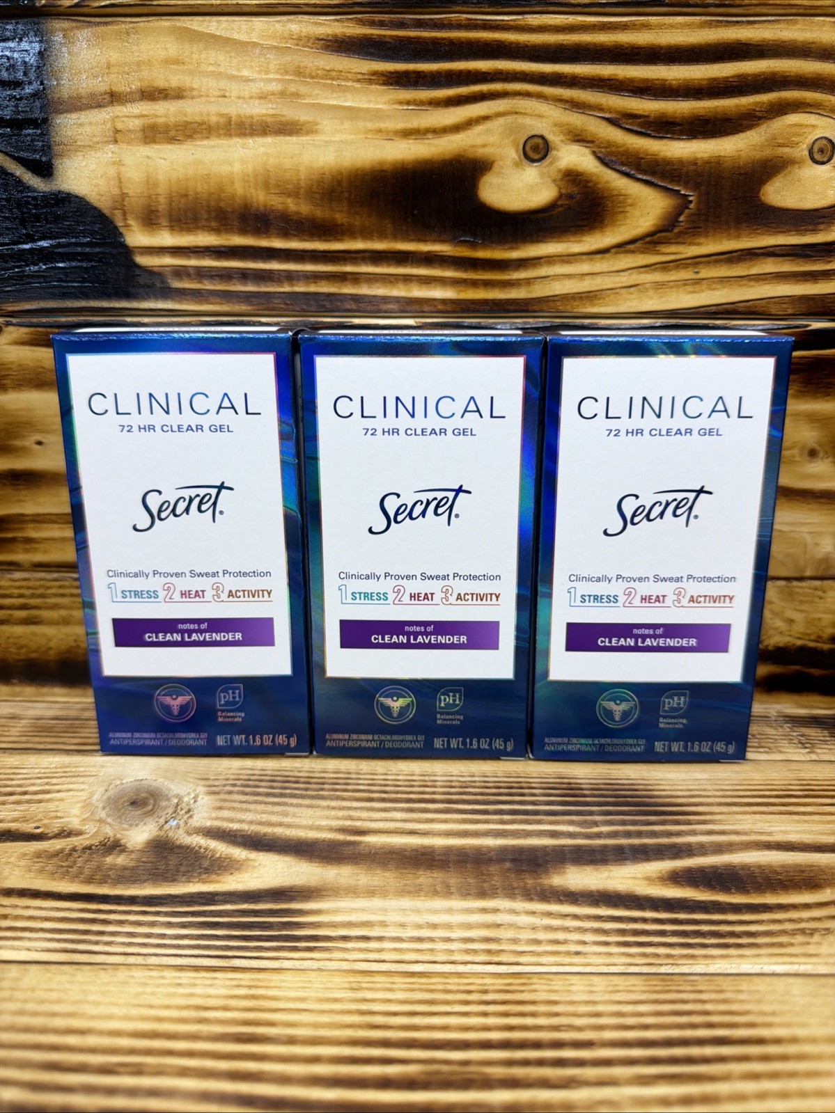 Lot of 3: Secret Clinical Strength Deodorant Clean Lavender 72hr Clear Gel 9/27