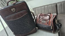 Brighton Black/Brown Croc Leather Suitcase & Travel Bag
