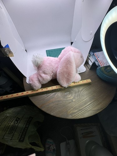 Dan Dee coniglietto pasquale rosa pois orecchie piedi 13" peluche nuovo - Foto 8 di 8