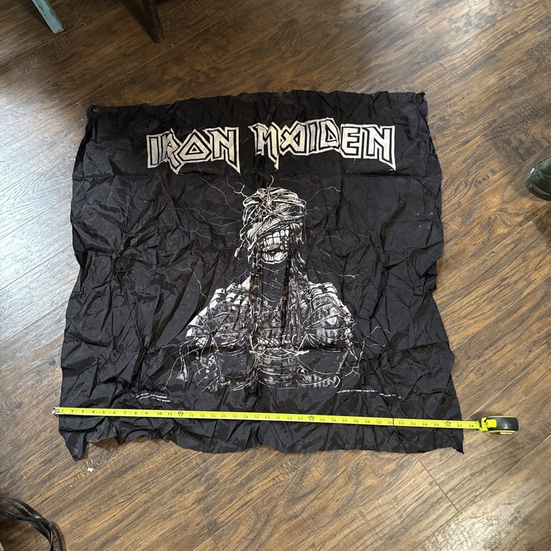Vintage 1985 Iron Maiden Banner Tapestry Fabric Poster Flag Metal Band Rock Roll