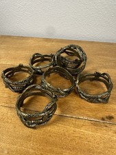 Set of 7 Vintage Mike And Ally Brown & Gold Twisted Twigs & Leaves Napkin Rings