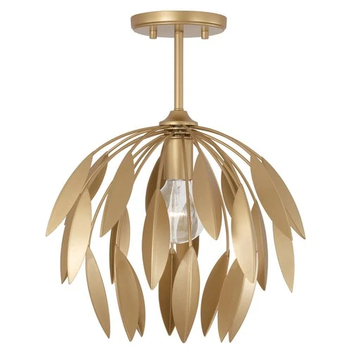 Capital Lighting Margeaux 100W 1-Light Buffed Gold Botanical Semi-Flush Pendant - Picture 2 of 7