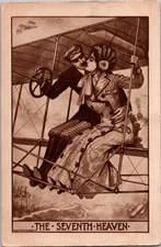 Seventh Heaven Aviation Romance Biplane New York 1910 - Photo Postcard