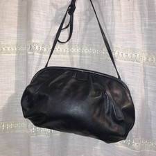 Vintage 80s ANNE KLEIN for CALDERON Black Leather Purse 11.75"x7"