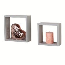 Set of Two Wall Mounted Cube Shelves, Pair of Hudson Floating Wall Storage Units
