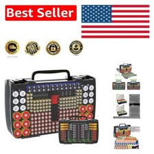 269-Battery Storage Case with Tester: Heavy-Duty Dual-Sided Organizer in Grey
