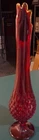 vintage Fenton Hobnail swung vase,  featuring a ruby red or amberina...