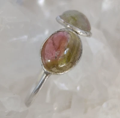 Wassermelonen Turmalin Ring 925 Sterlingsilber Größe 55 Handarbeit Unikat R2092 - Bild 1 von 4