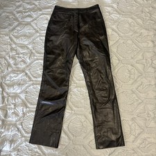 Vintage Black Leather Pants Wilsons Maxima Sz 6 High Rise Fitted Straight Leg