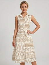 Bohemian Geometric Sleeveless Shirt Dress