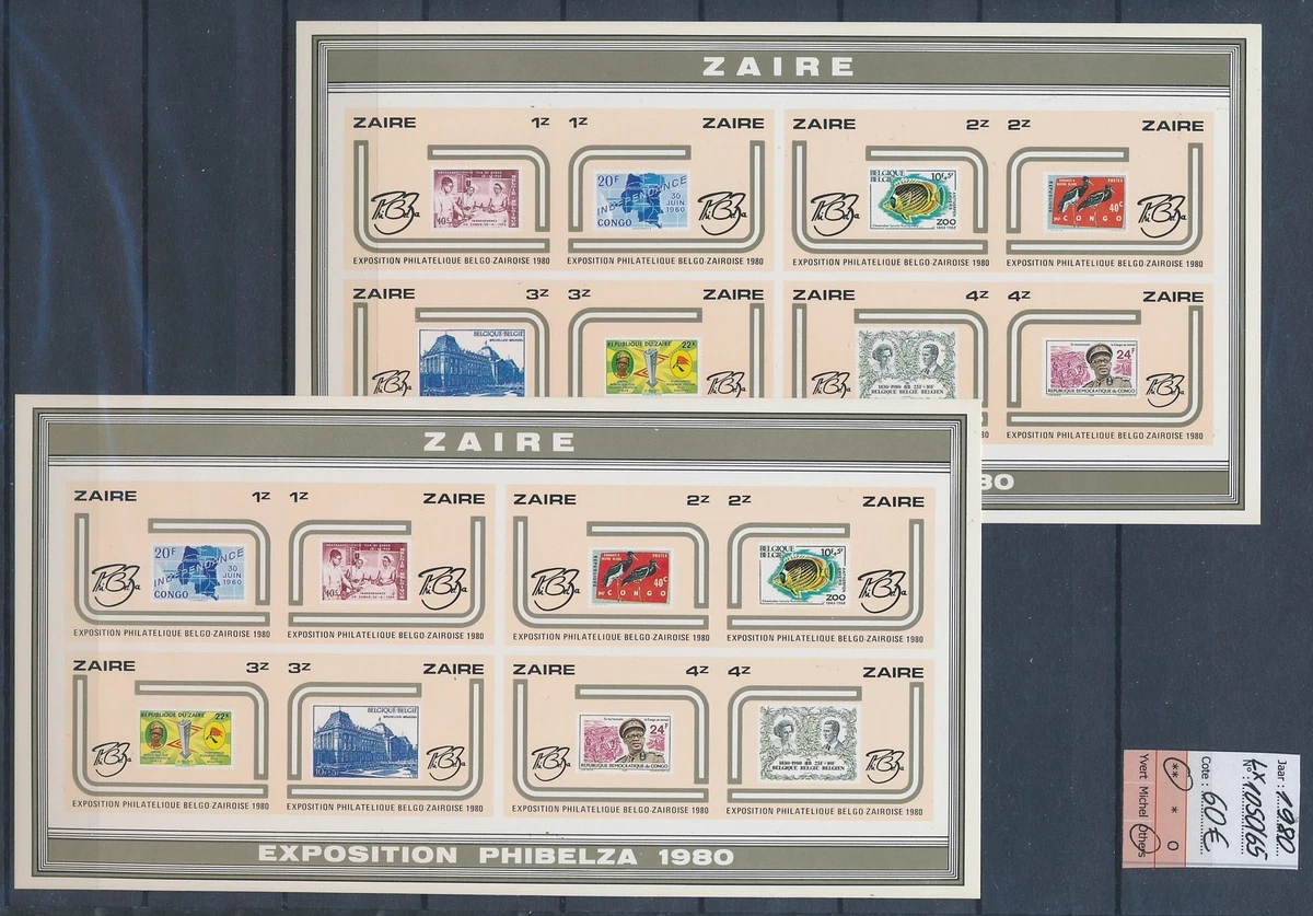 XE79497 Zaire 1980 sello expo cv 60 EUR hojas XXL MNH