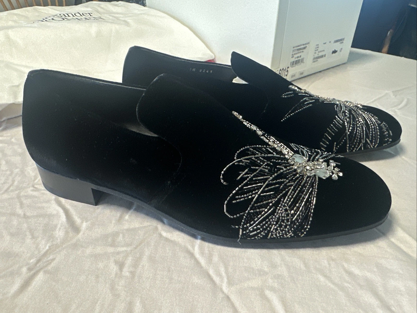 Alexander McQueen — ALEXANDER McQUEEN Black Velvet "Dragonfly" Crystal Slippers - 9US / 42EU - NWB