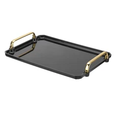 12 x 8.6 Inches Plastic Serving Tray with Handles, Decor Tray, Black
