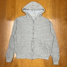 VTG 60s 70s Gray Hoodie Full Zip Hooded Sweatshirt Waffle Lined Ideal Zip M