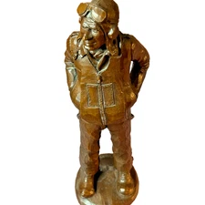 Red Mill Mfg WWII Aviator Pilot Figurine – Handcrafted Wetherbee Sculpture – VTG